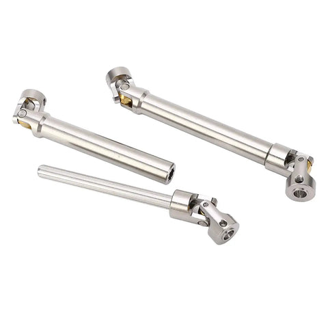 Two Pack Stainless Steel M4 RC Drive Shafts For One Tenth Scale Crawler Upgrades shown on a white background.