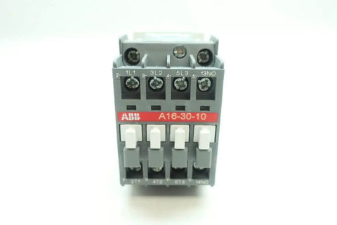 Single AC contactor A16-30-10-84, industrial motor control relay front view, 110-120 V AC coil, 30 A, 15 HP rating