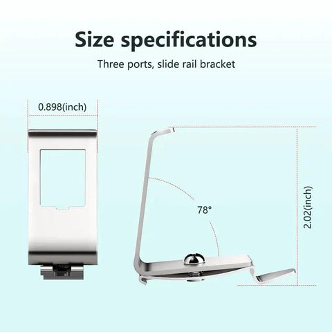 One Port Metal DIN Rail Mounting Module For Snap In Keystone Jacks Attaches To Standard 35 Millimeter DIN Rail With No Tools Easy Install Durable Steel Construction For Reliable Networking size specifications and side view