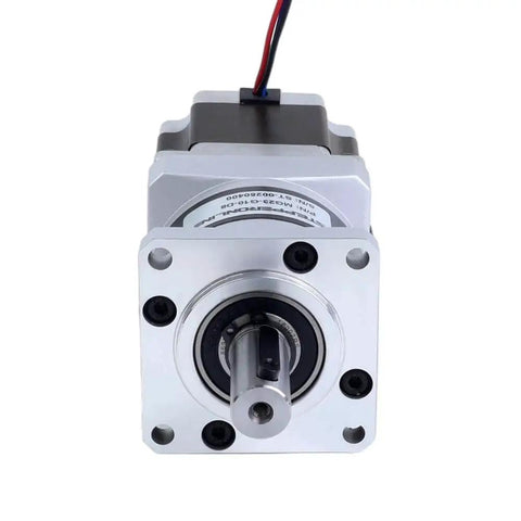 Front view of Beefy Torque Nema 23 Bipolar Stepper Motor With 5 To 1 Planetary Gearbox MG Series showcasing built-in shaft coupling.