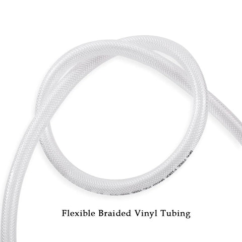 1 in ID clear braided vinyl tubing, 25 ft, heavy-duty reinforced PVC hose, non-toxic, BPA-free