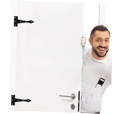 8 Pack Heavy Duty Iron Door Hinges for Cabinet Replacement with Smooth Surface and High Load Capacity, visible on a white door