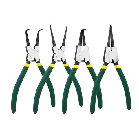 7 Inch Snap Ring Pliers Set For Internal And External Circlips With Straight And Bent Jaws 4 Piece Pro Grade Heavy Duty