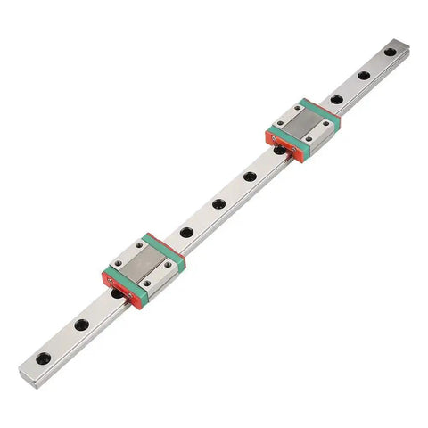 Compact 300mm Mini Linear Rail Guide with two MGN12B blocks for precise 3D printers and CNC machines, lightweight construction, side lubrication.