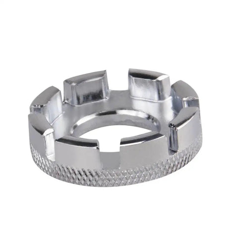 Circular wrench from the Pro Bike Spoke Adjustment Wrench Set Of 2 For Rim Truing And Nipple Tightening Stainless Steel 9H Hardened Tools