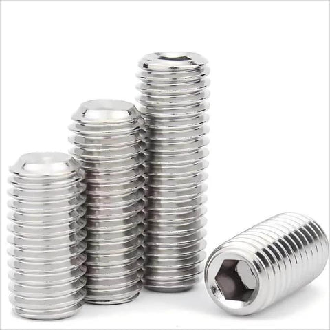 Rugged M6x25mm Hex Socket Grub Screws Set Headless Cup Point And Flat Point Internal Hex Drive 304 Stainless Steel