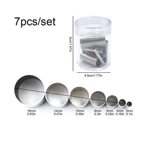 Clay Cutters Seven Piece Pro Grade Circle Cutter Set Stainless Steel Hollow Punches with storage case, 7 sizes from 3mm to 16mm