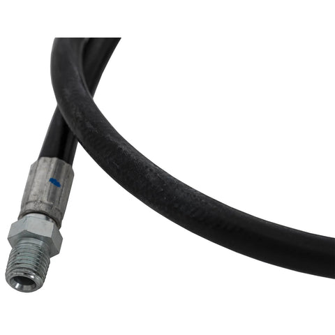 High-pressure hose, 1/4 in x 38 in, black rubber with silver threaded fitting