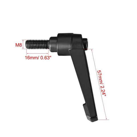 Side view of 5 Pieces Adjustable Clamping Lever Handles M8 x 16mm Black Oxide Carbon Steel with Locking Lever and Male Threaded Studs