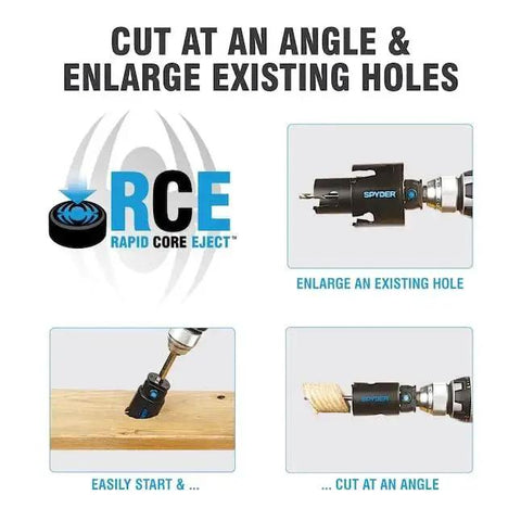 Hex10 HSS Hole Saw Pilot Bit For Wood And Metal, 1/4 Inch Shank, compatible with Rapid Core Eject system, demonstrating usage.