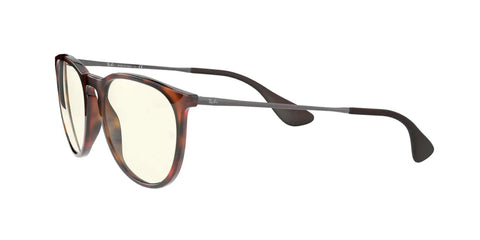 Side view of Erika Oversized Round Sunglasses for men and women with rubber Havana frames and clear blue light filter lenses.