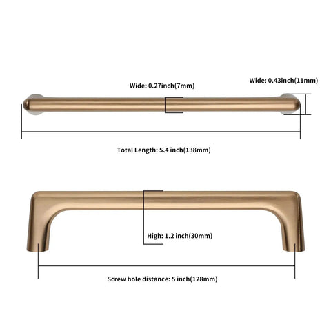 Dimensions of Champagne Bronze Cabinet Pulls 5 Inch 128mm 10 Pack Cupboard Handles For Kitchen Cabinets And Drawers Durable Cabinet Hardware