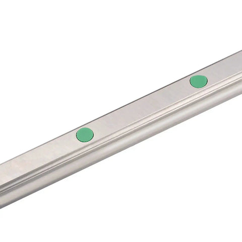 Close-up of rust resistant steel 500mm Linear Rail Kit with Two Guide Rails And Four Carriage Blocks for CNC Machines.