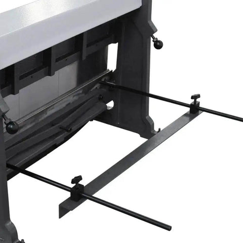 Close-up of back gauge and segment fingers on 3 In 1 Sheet Metal Cutter, Brake And Slip Roll For 30 Inch 20 Gauge Fabrication