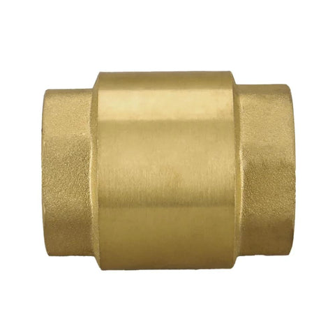 Brass 3/4 in NPT female inline spring check valve, one-way water backflow preventer; pack of 2.