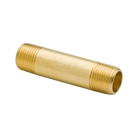 Brass Pipe Fitting Long Nipple Half Inch NPT Male to Half Inch NPT Male 3 Inch Length Pack of 2 for Plumbing Projects