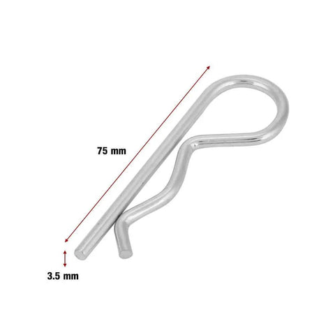 Galvanized Iron Cotter Pins Set of 10 B Type Zinc Plated Retaining Pins Spring Clips Hair Pin for Automotive Machinery and DIY Projects 3.5 by 75mm Durable Easy to Install, visible as a close-up.