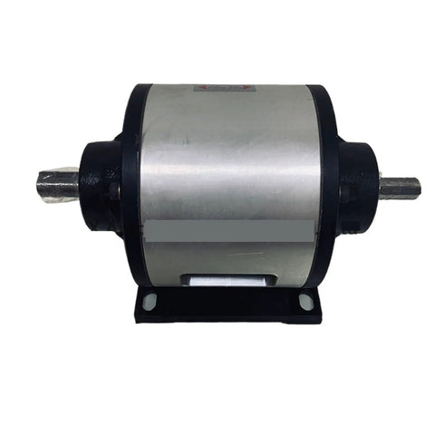 Electromagnetic clutch brake assembly, 15W DC24V, silver body with black end caps, mounted on base.