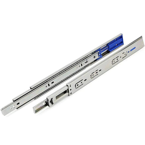 10 Pairs Of 22 Inch Soft Close Full Extension Ball Bearing Side Mount Drawer Slides Three Section Zinc Plated 100 Lb Capacity Includes Mounting Screws Brackets Not Included Durable Steel Construction For Smooth Quiet Drawer Operation