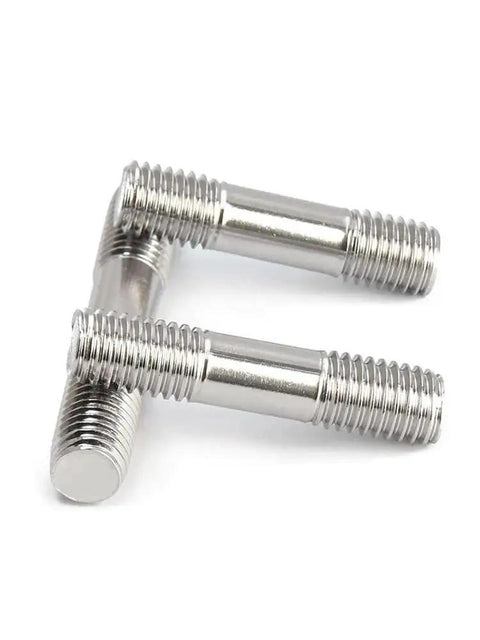 Close-up of Double End Threaded Rods 304 Stainless Steel M8x80 Stud Bolts Pack Of 5 on a white background