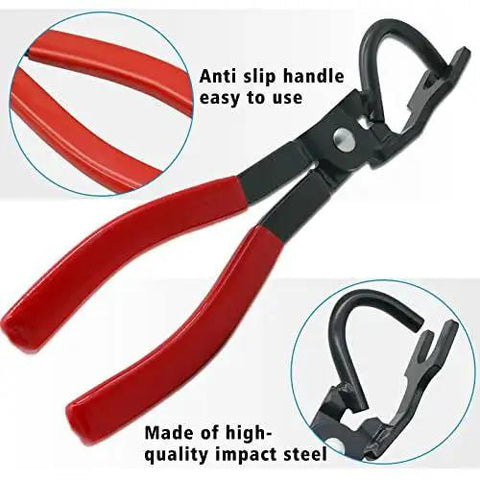 Exhaust Hanger Removal Tool Pliers Compatible With All Exhaust Rubber Hangers, showing anti-slip handle and impact steel detail.
