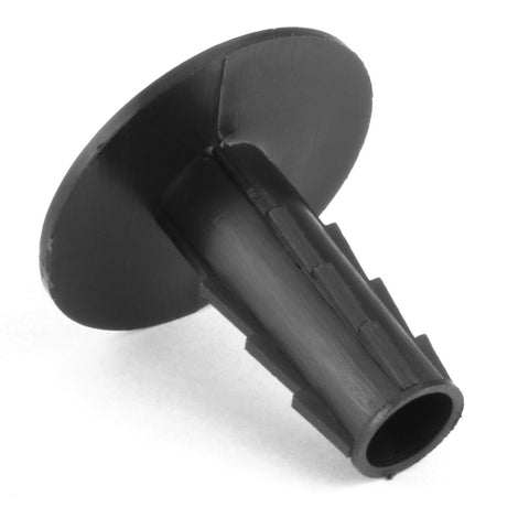 Skywalker single feed-through cable bushing, black plastic with flange and ribbed stem