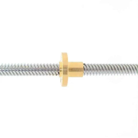400mm T8x8 Lead Screw With Brass Nut For 3D Printer Z Axis, Acme Thread, SUS304 Stainless Steel, Brass Nut With Fixing Holes
