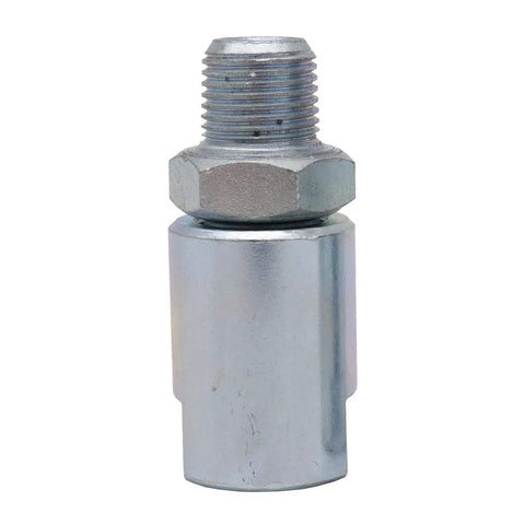 LockNLube LNL231 in-line grease hose swivel, 1/8 in NPT thread, silver metal, front view