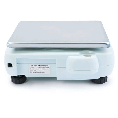 Digital Precision Lab Scale 15 Kg By 0.1 g Readability With 150 By 180 mm Stainless Steel Pan, rear view