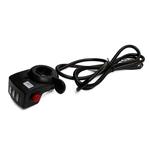 8-inch electric scooter hub motor unit with long wiring harness, black housing and red control button