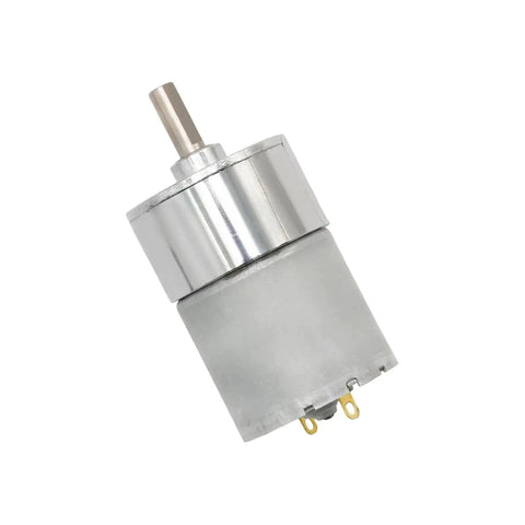 Powerful 12V DC Geared Motor With Bracket For Robotics, 600 RPM, 37mm Diameter Gearbox, Center Output Shaft, All Metal Gears