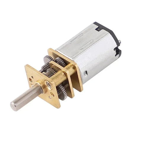 Two Pack GA12 N20 Gear Reducer Motor Kit For Micro Robots And Smart Cars, 12V 100 RPM DC Gear Motor with metal gearbox shown close-up