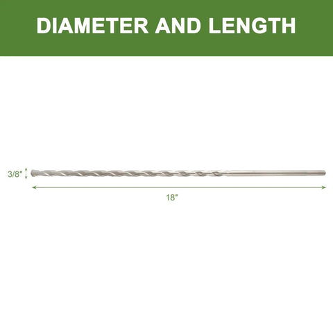 Durable Three Eighths Inch Masonry Drill Bit For Concrete Brick Stone 18 Inch Length Carbide Tipped Hammer Drill Bit With 3 Flat Shank