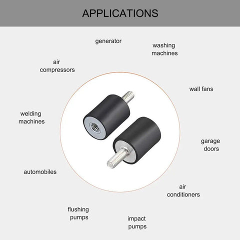 M6 Rubber Mounts Vibration Isolators Shock Absorbers 20 x 25mm Set Of 8 for DIY Projects and Gear Vibration Dampening