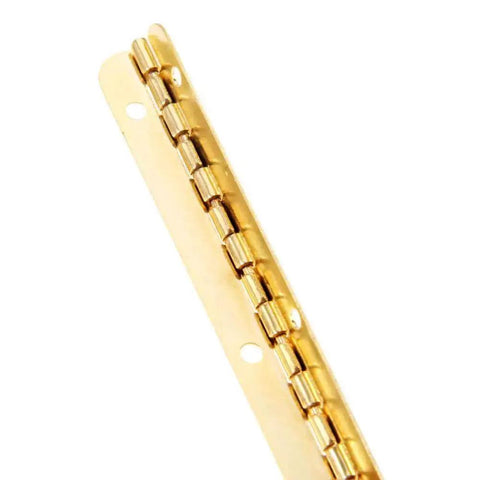 Close-up of a gold-colored hinge resembling a 100mm long iron hinge from the Butt Door Hinge Set Of 2 Pieces 100mm Long 9mm Wide Iron Hinges