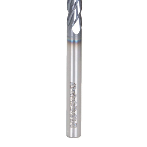 Front view of a single tool from the Five Pack Three Sixteenth Inch Four Flute Carbide End Mills for CNC square nose end mill bits.