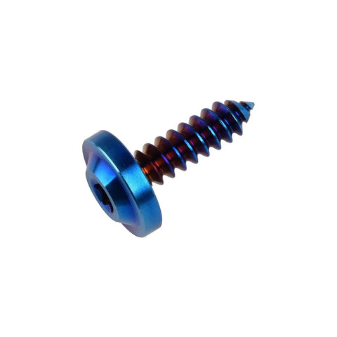Beefy Titanium Grade 5 Self Tapping Torx Head Motorcycle Bolt M5x20mm Burnt Blue Pack Of 4, side view with threaded design.