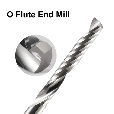 O Flute End Mill One Eighth Inch Shank One Sixteenth Inch Cutting Diameter Carbide CNC Router Bit Up Cut Single Flute