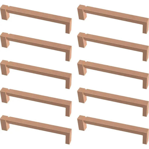 Copper Asymmetric Notched Cabinet Pull For Cabinets And Furniture, 5-1/16 Inch Center To Center Drawer Handle, 10-pack display