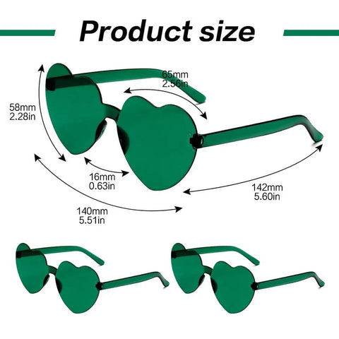Heart Shaped Neon Green Sunglasses For Women And Men Unisex Rimless Glasses Lightweight All Day Comfort And Fun Party Accessory