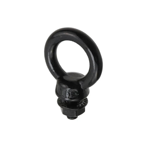 M6 lifting eye bolt in black stainless steel with lock nut, designed for heavy-duty rigging and safe lifting up to 881 lbs (400 kg).