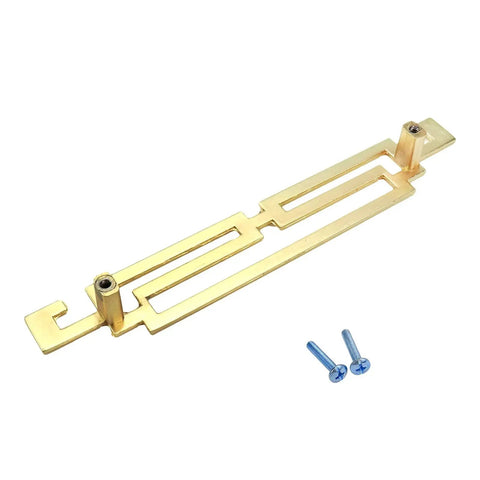 Gold Drawer Pulls 7 Inch Long Modern Cabinet Handles For Dresser And Furniture Hardware Set Of 2 With Screws, shown with screws, zinc alloy, gold