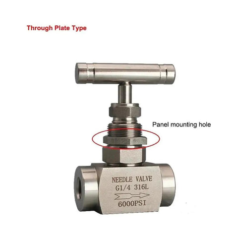 High Pressure Needle Valve 304 And 316L Stainless Steel Through Plate Instrument Valve With Female Thread
