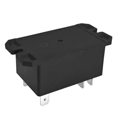 Black OEM Replacement Furnace Relay DPST for HVAC Control and Furnace Performance with metallic connectors visible