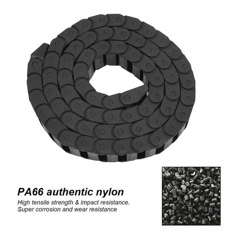 Rugged Nylon Cable Carrier 1 Meter Drag Chain For CNC Machines With End Connector, PA66 nylon material and coiled design