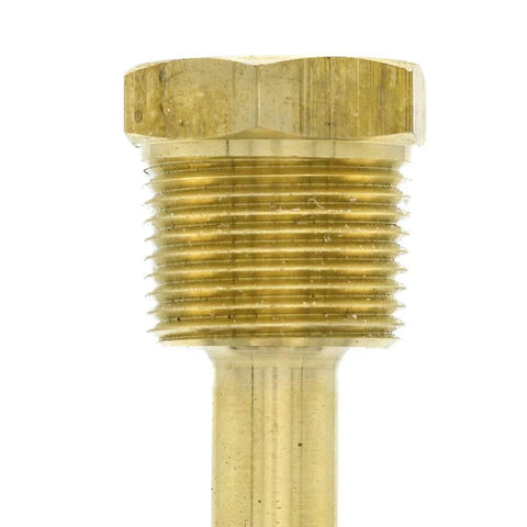Brass thermowell with hex head and external threads for industrial thermometers