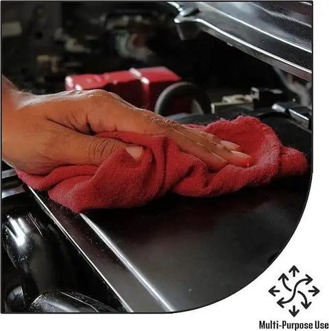 Red Cotton Shop Towels Pack Of 150 14 By 12 Inches Reusable Cleaning Rags for Auto Garage Industrial use, hand cleaning engine