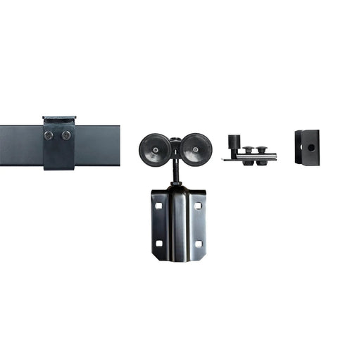 12 Foot Ceiling Mount Double Sliding Barn Door Hardware Kit For Exterior Use Beefy Box Track System Supports Up To 300 Pounds