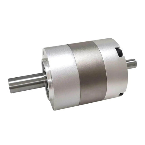 60Mm Double Shaft Planetary Gearbox PLS60 Precision Reduction Gearbox With 80 To 1 Ratio in silver metal casing side view