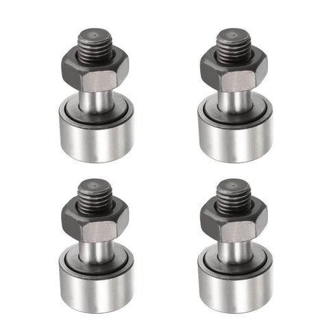 Set of 4 CF10 KR22 needle roller bearing cam followers, 22mm roller diameter, 12mm width, stud type, for machine tools and 3D printers.